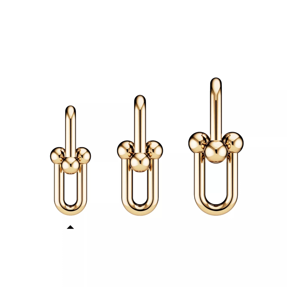 Серьги из жёлтого золота 18k,Tiffany ⚜️Hard Wear medium Link