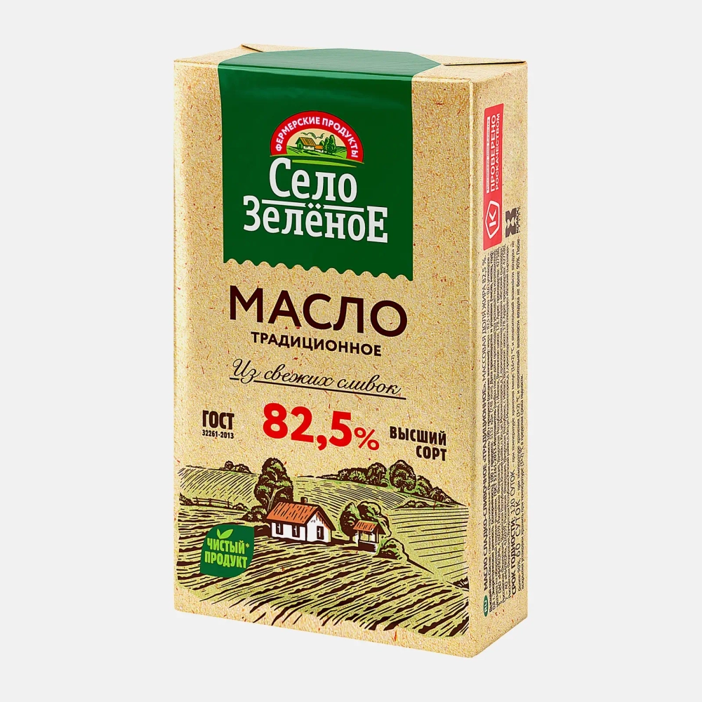 Масло сливочное Село Зеленое несоленое 82.5% 175г