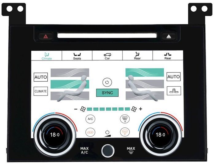 Сенсорная панель климата Range Rover 4 2012-2017 - Kuberg ZF-2003 LCD/ЖК экран 9" с отверстием под CD