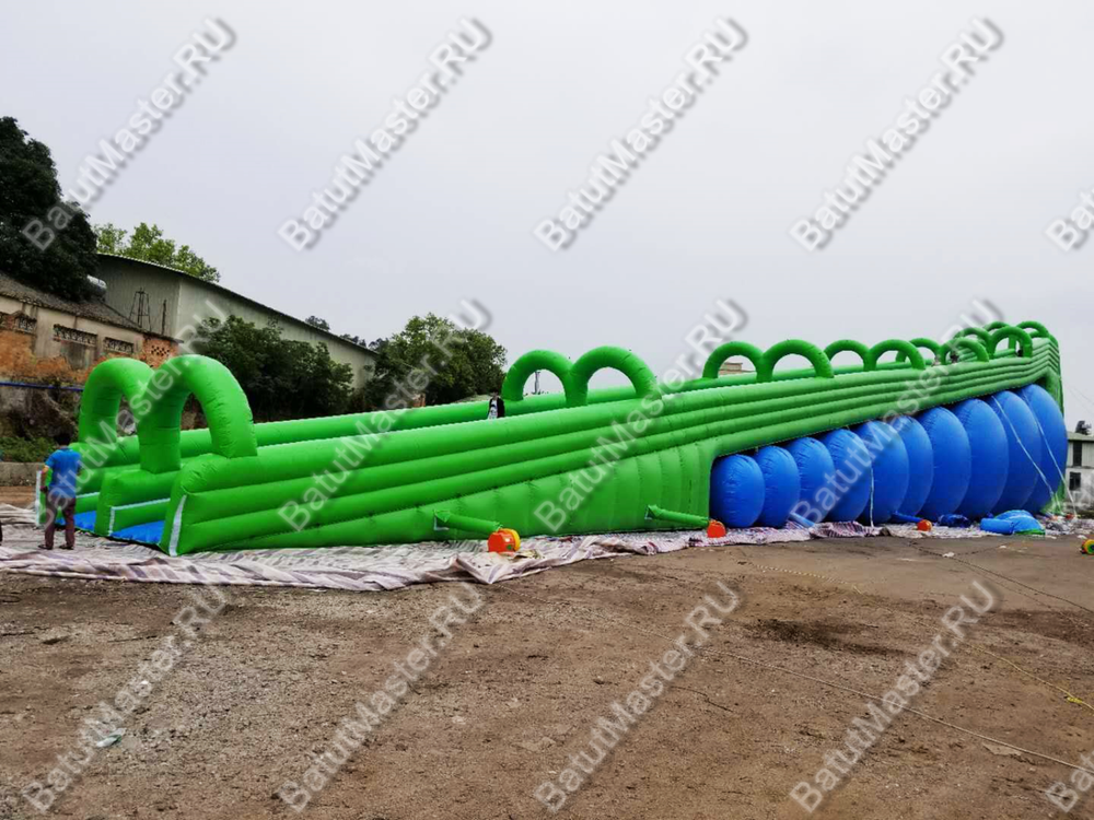 Надувная водная горка на постоянной подкачке ТУРБО «Морской остров» 20*5*10 м