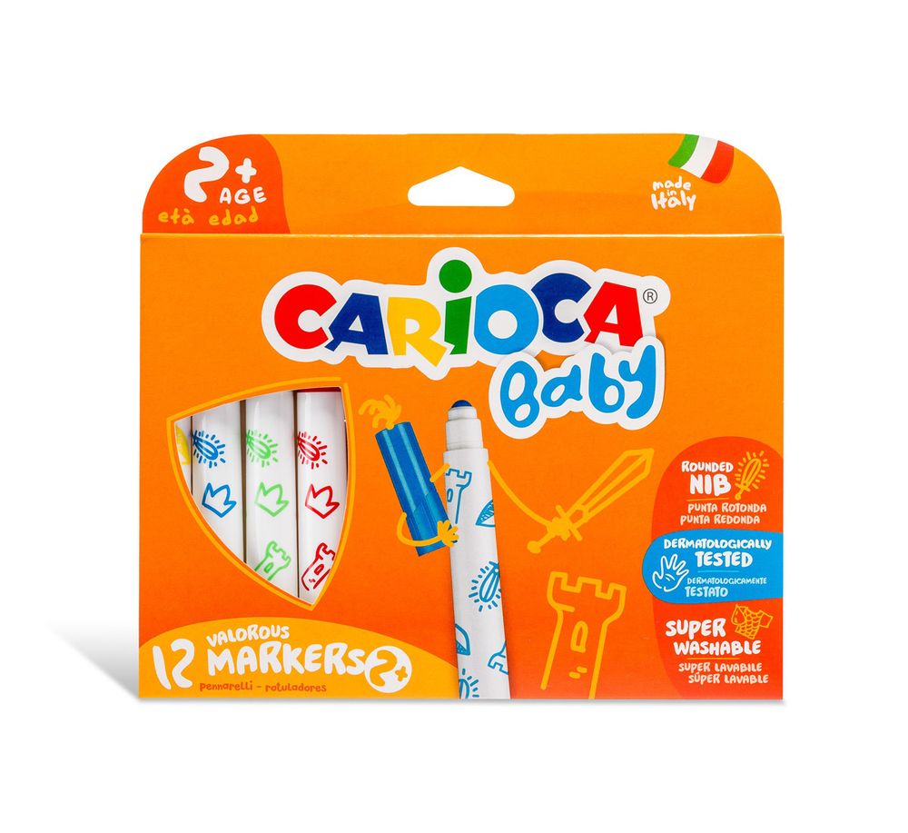 Фломастеры утолщенные Carioca Baby 2+ 12 цв 42814 Фломастеры утолщенные Carioca Baby 2+ 12 цв 42814