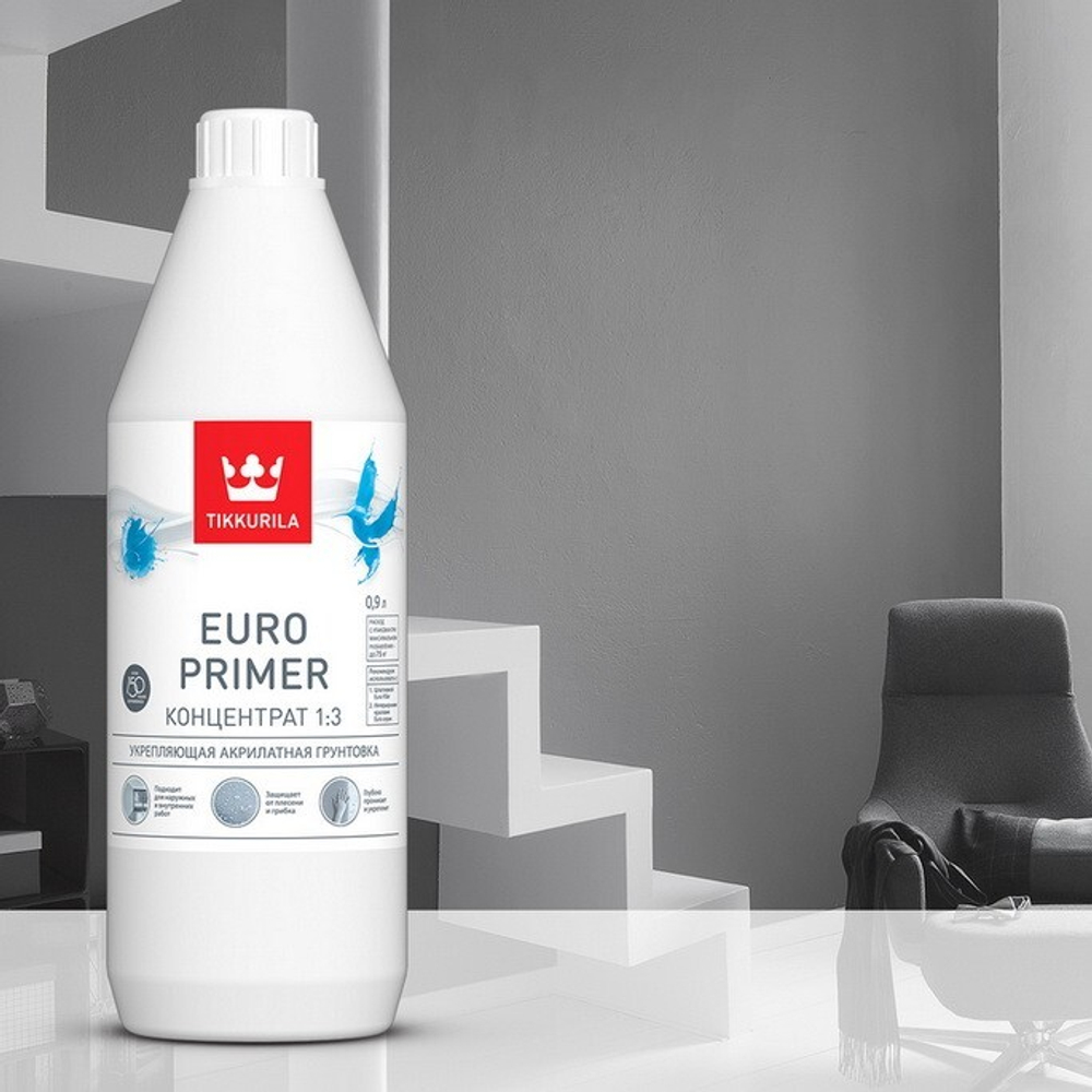 Tikkurila Euro Primer Грунтовка акрилатная укрепляющая универсальная 3L