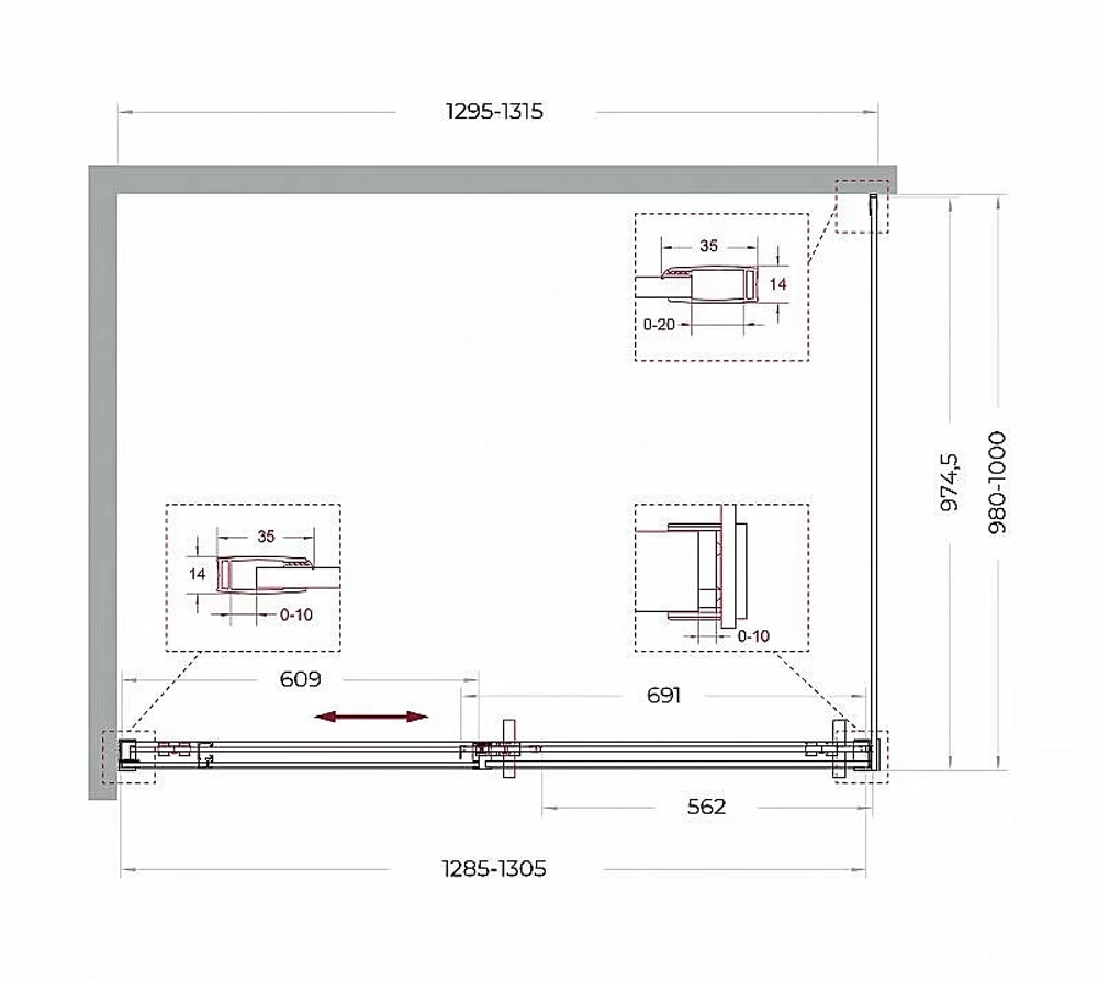 Душевой уголок BelBagno SOFT_CLOSE-1-AH-1 130х100 стекло прозрачное/профиль хром