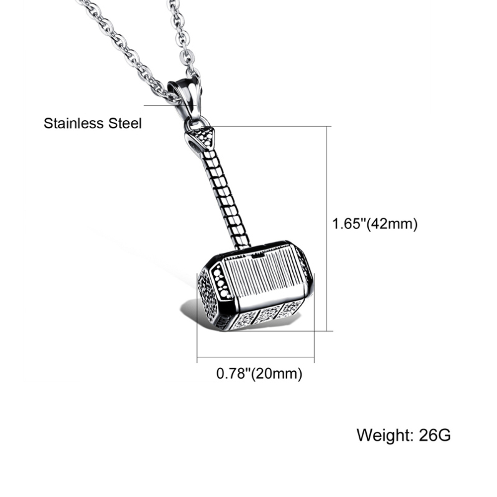 Кулон "Молот Тора" из стали с цепочкой Steelman gb06151000