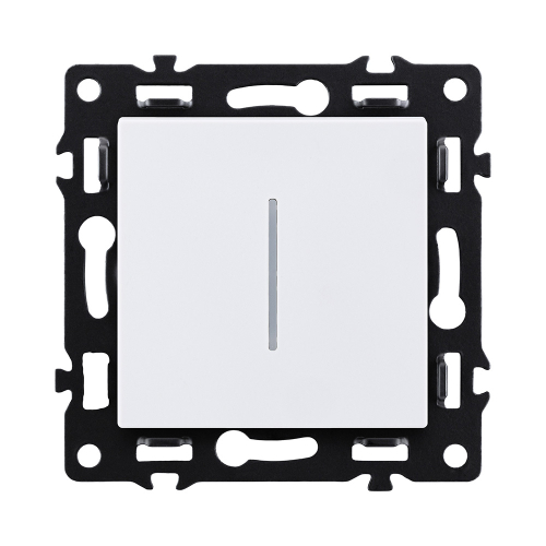 Выключатель 1-клавишный проходной 10А/250В с LED подсветкой, белый Kollinger Asthetik AS-008WH