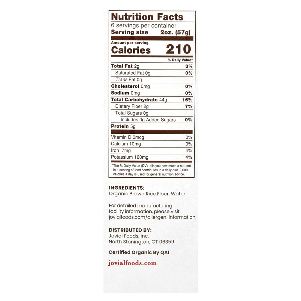 Jovial, Органическая паста из коричневого риса, в скорлупе, 340 г (12 унций)