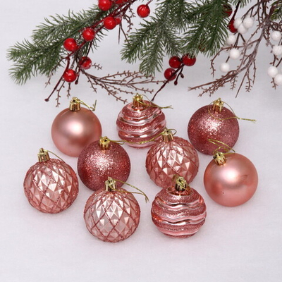 Набор шаров «Diamond shine» 6 см (9 предметов), розовое золото