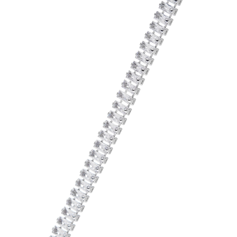 Колье-чокер Серебряный Багет – Кристалл