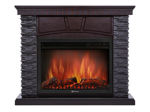 Портал Firelight Porto 25U (угловой) камень черный, шпон венге