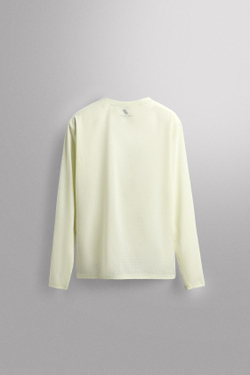 ZARA ПЕРФОРИРОВАННАЯ ФУТБОЛКА С ДЛИННЫМИ РУКАВАМИ, ЛАЙМОВЫЙ