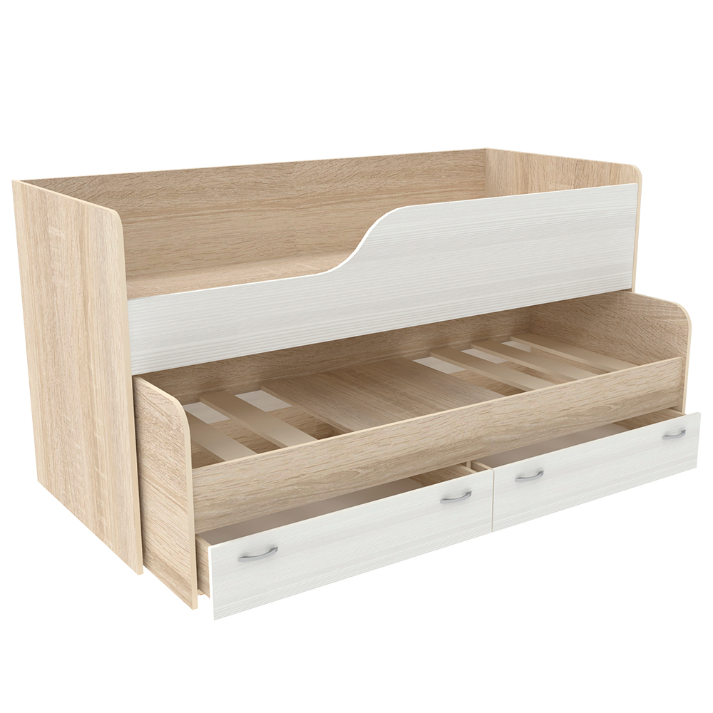 Двухъярусная кровать КарИВи Дуэт-2 Дуб Сонома Белое Дерево
