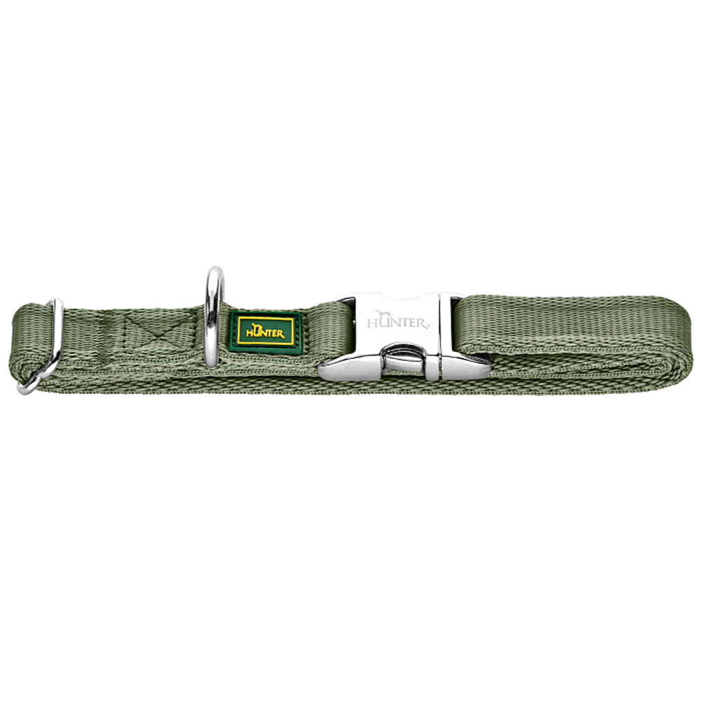 Hunter ошейник для собак ALU-Strong Inari нейлон с металлической застежкой, оливковый
