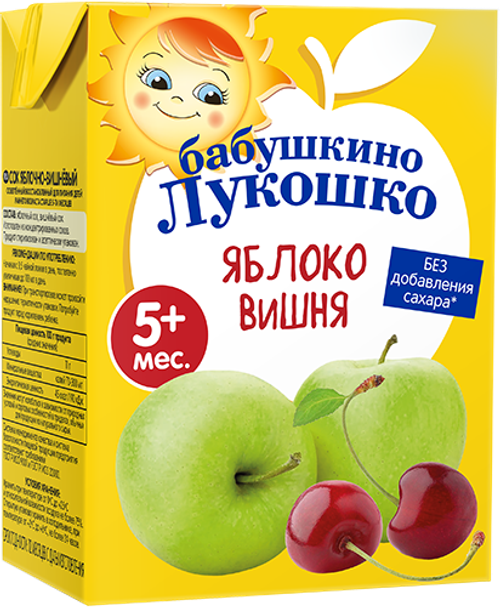 Сок Бабушкино Лукошко яблоко вишня осветлённый 200мл с 5 месяцев