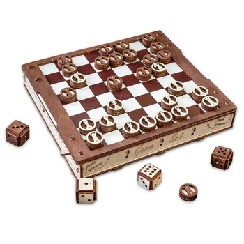 Деревянный конструктор и настольная игра GAMESET - Игровой набор (EWA)