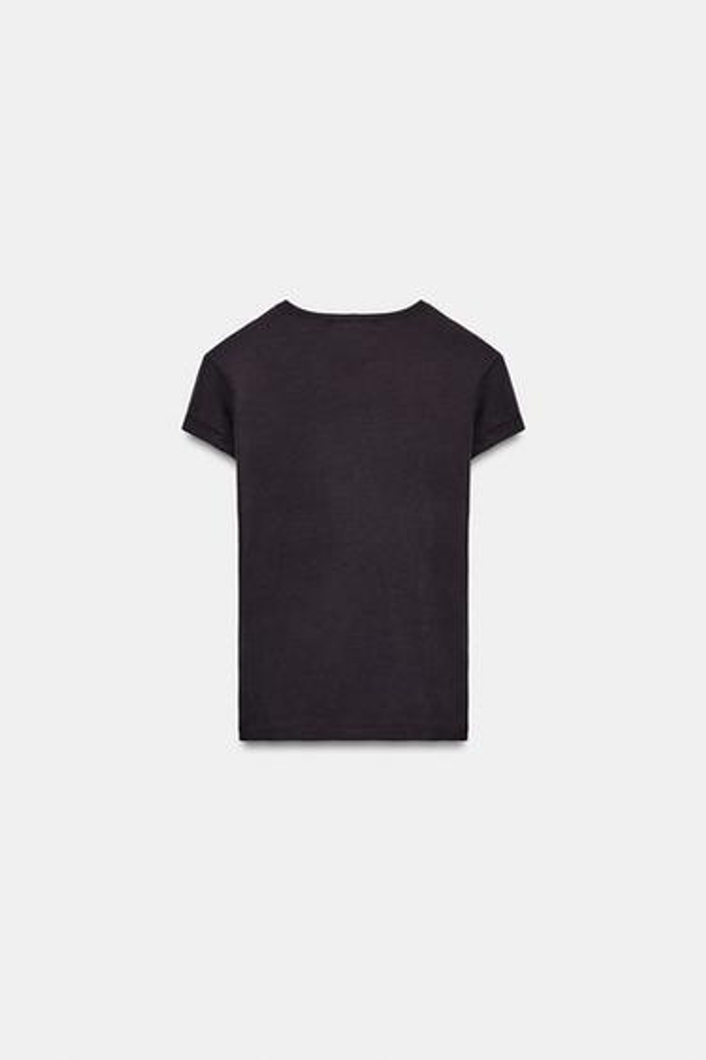 ZARA ФУТБОЛКА ОБЛЕГАЮЩЕГО КРОЯ С КОРОТКИМИ РУКАВАМИ, КОРИЧНЕВЫЙ