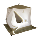 Палатка зимняя куб СЛЕДОПЫТ "Premium" 2,1х2,1 м, 4-х местная, 3 слоя, цв. белый/олива