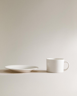 Zara Home чайная пара из каменной керамики, цвет белый, 15.2 см