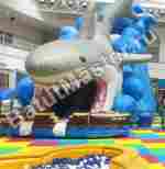 Детский надувной батут-горка "Акула"