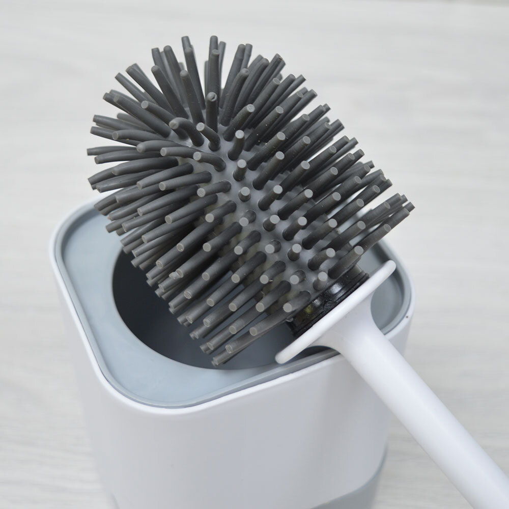 Ерш для туалета силиконовый с подставкой, 10*9*42см