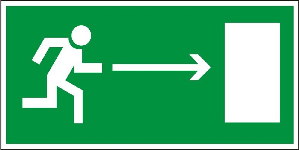 Знак E03 Направление к эвакуационному выходу направо (табличка, наклейка)
