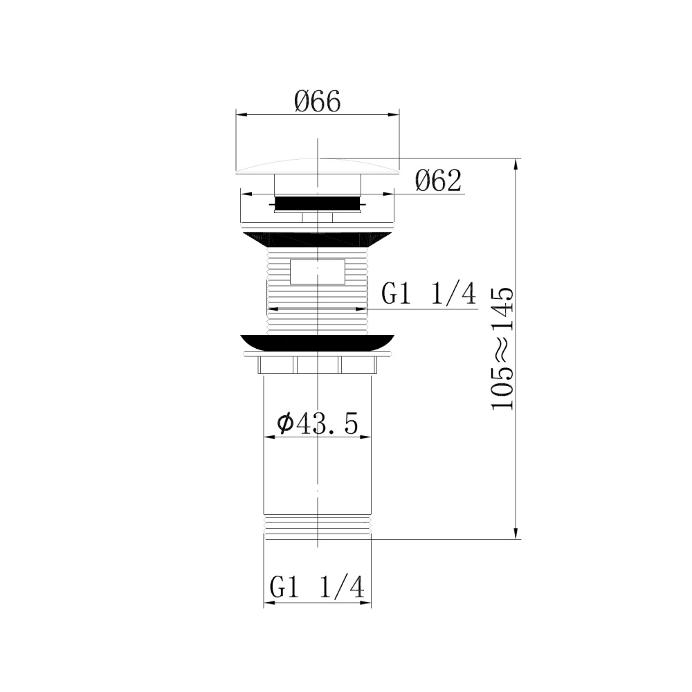 Донный клапан ABBER AF0010RG с переливом, розовое золото