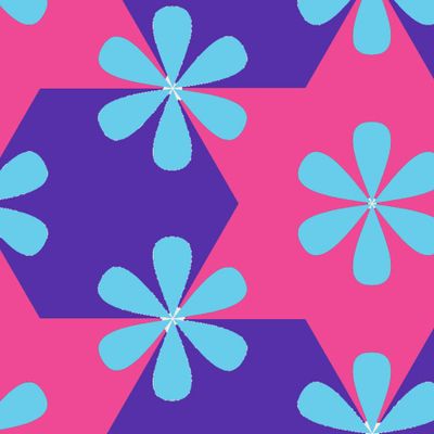 Star and flowers seamless geometrical pattern (Pink)