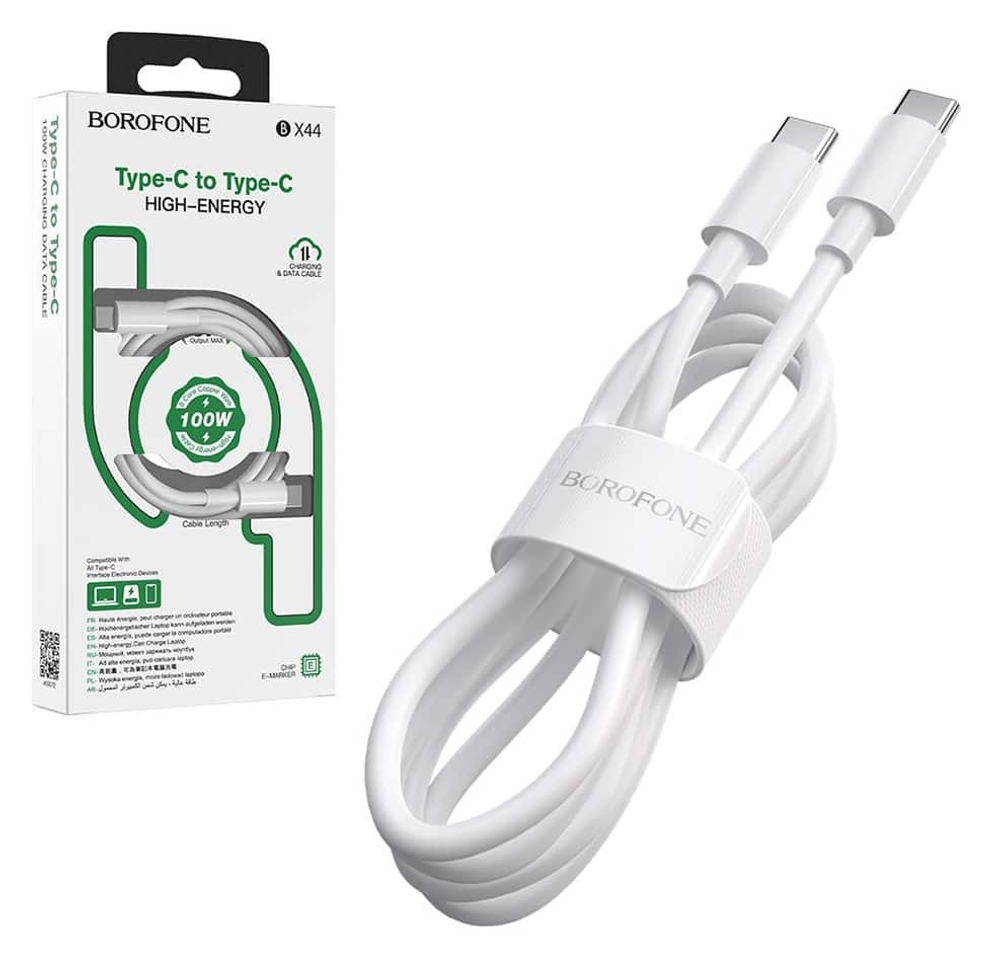 Кабель Type-C - TypeC BOROFONE BX44 100W (белый) 2м
