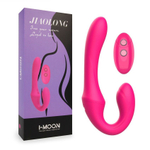 Розовый вибратор с клиторальным отростком и пультом ДУ- 19,6 см. (Цвет: розовый)