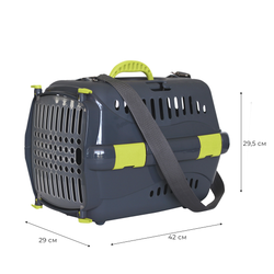 Клиппер-переноска ZOOSET с прозрачной дверцей и ремнем - S (42х29х29,5 см) - серый/желтый