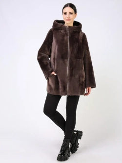 Дубленка зимняя двухсторонняя шуба с капюшоном