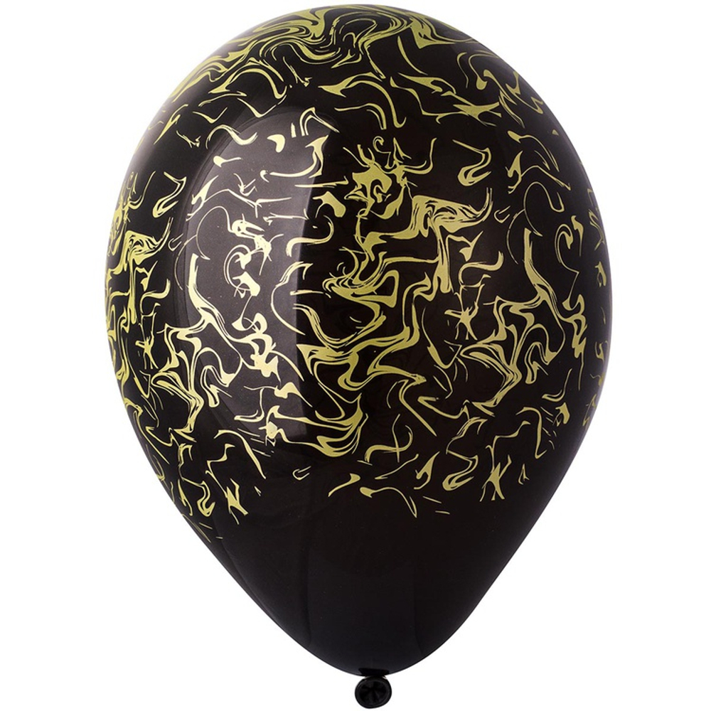 Шар латексный 35см Мрамор (Черный)