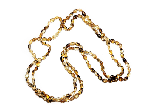 Длинные бусы из янтаря натуральные женские, длина 150 см.