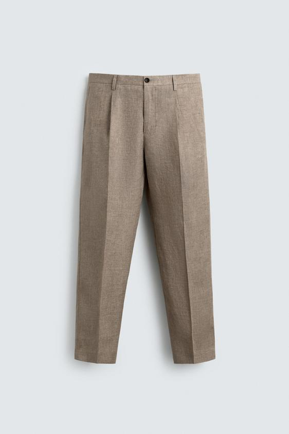 ZARA БРЮКИ КЛАССИЧЕСКОГО КРОЯ ИЗ 100% ЛЬНА, ПЕСОЧНЫЙ МЕЛАНЖ
