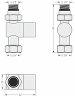 Вентиль Сунержа прямой под шестигранник (G 1/2" НР х G 3/4" НГ)