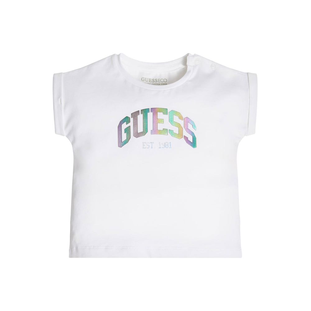 Футболка GUESS Белый/Термопринт: голографический логотип (Девочка)