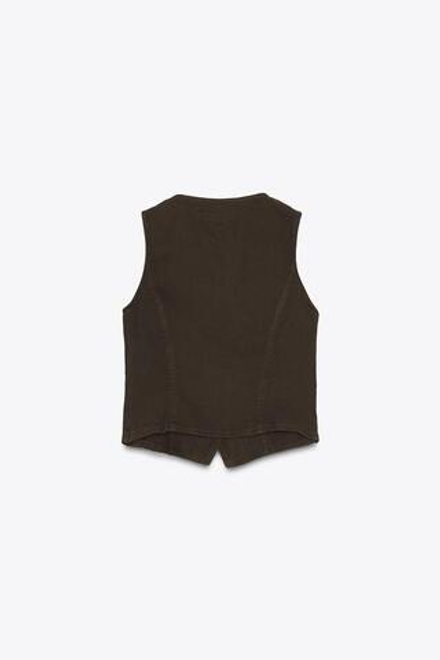 ZARA ДЖИНСОВЫЙ ЖИЛЕТ Z1975, КОРИЧНЕВЫЙ
