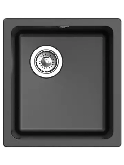 RIVELATO Мойка BERKANA 35 1-чаш 415*455, монтаж: универсальный, материал: кварц, цвет черный