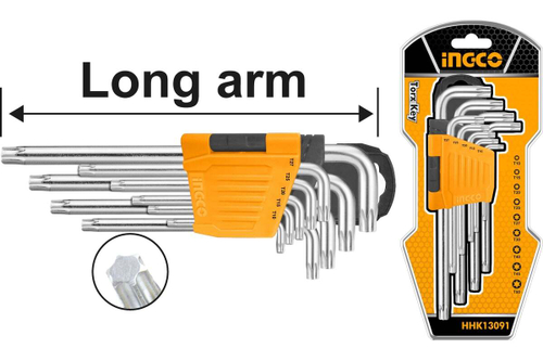 Набор шестигранников INGCO TORX  Т10-Т50мм Long INDUSTRIAL HHK13091