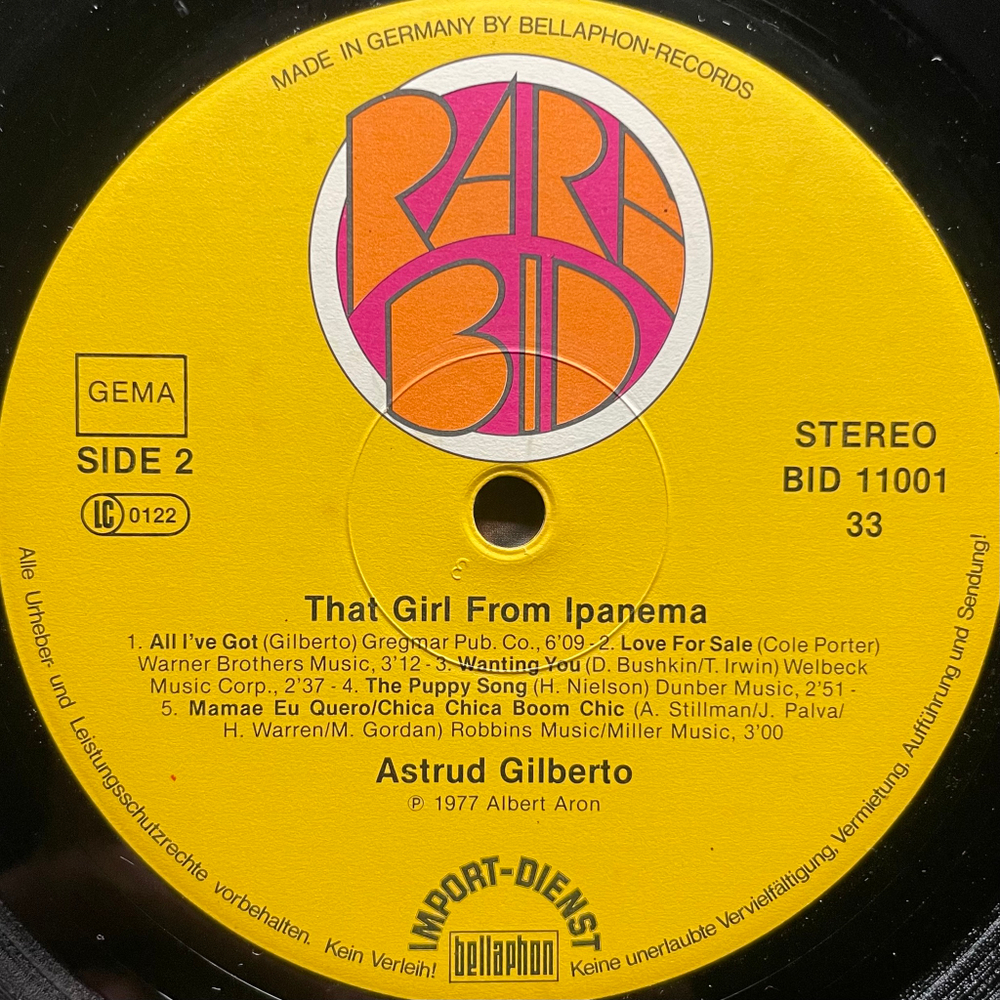 Astrud Gilberto ‎– That Girl From Ipanema (Германия 1977г.)