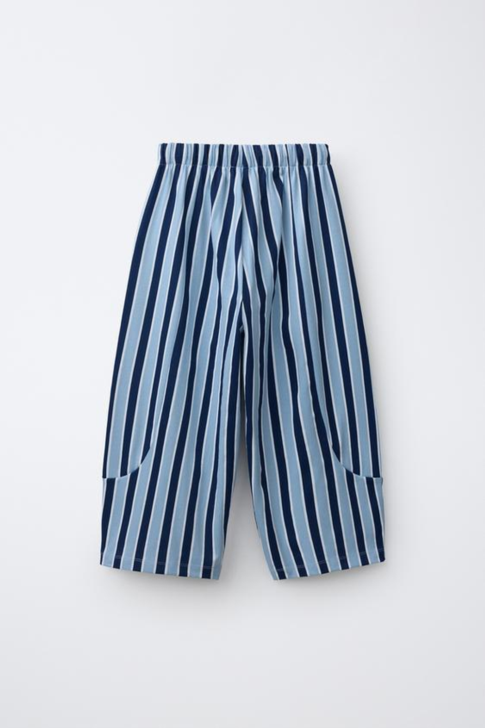 ZARA БРЮКИ RELAXED В ПОЛОСКУ, ГОЛУБОЙ