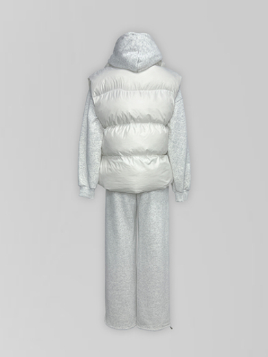 Спортивный костюм-тройка 23367 из зип-кофты, прямых штанов на кулиске и жилета