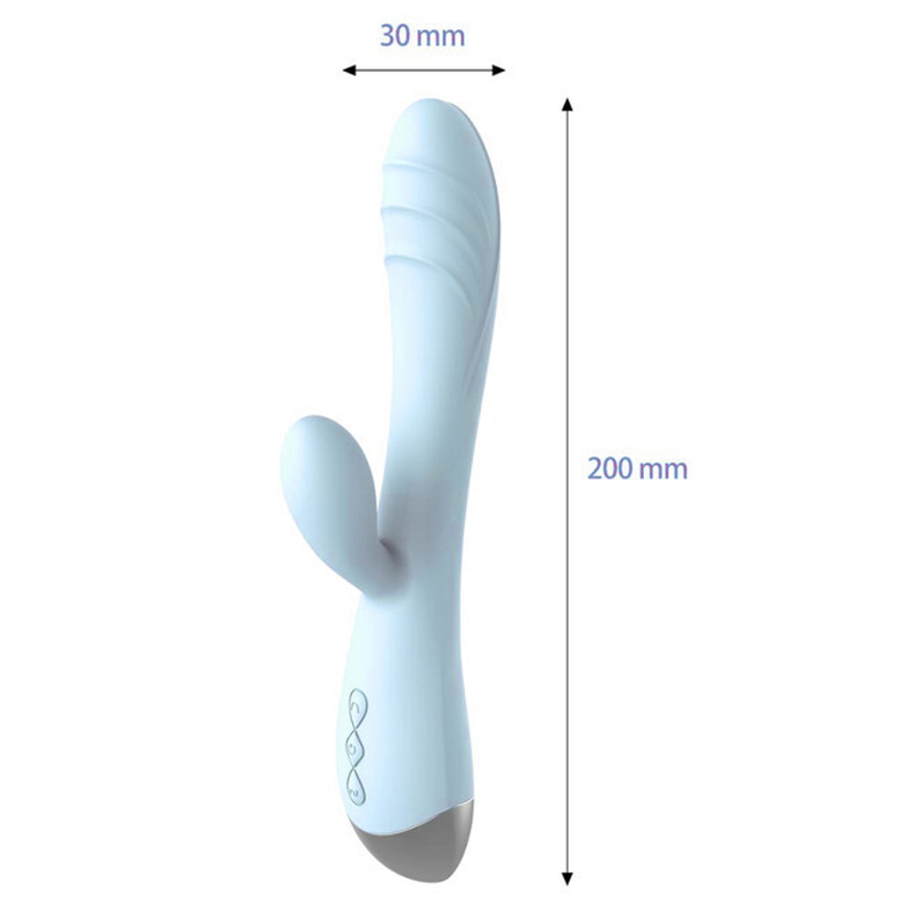 Вибратор с клиторальным стимулятором Rosyland голубой (перезаряжаемый) (Цвет: голубой)