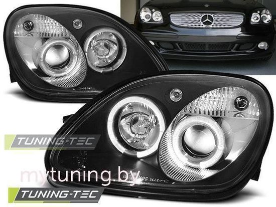 Передние фары angel eyes black для Mercedes SLK R170