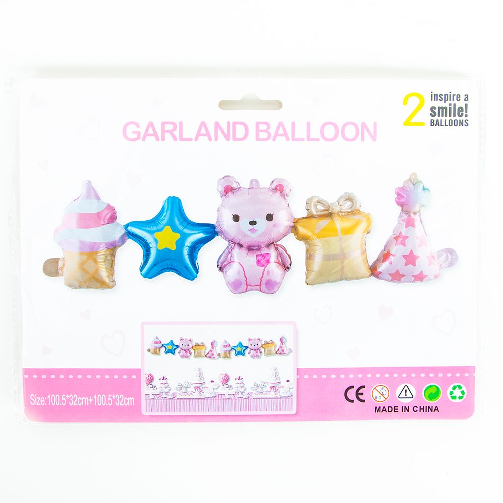 Гирлянда (40''/102 см) Фигура, Подарки для девочки, Розовый, 2 шт. в упак.