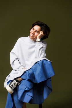 Туника из футера без начеса, светло-серый меланж