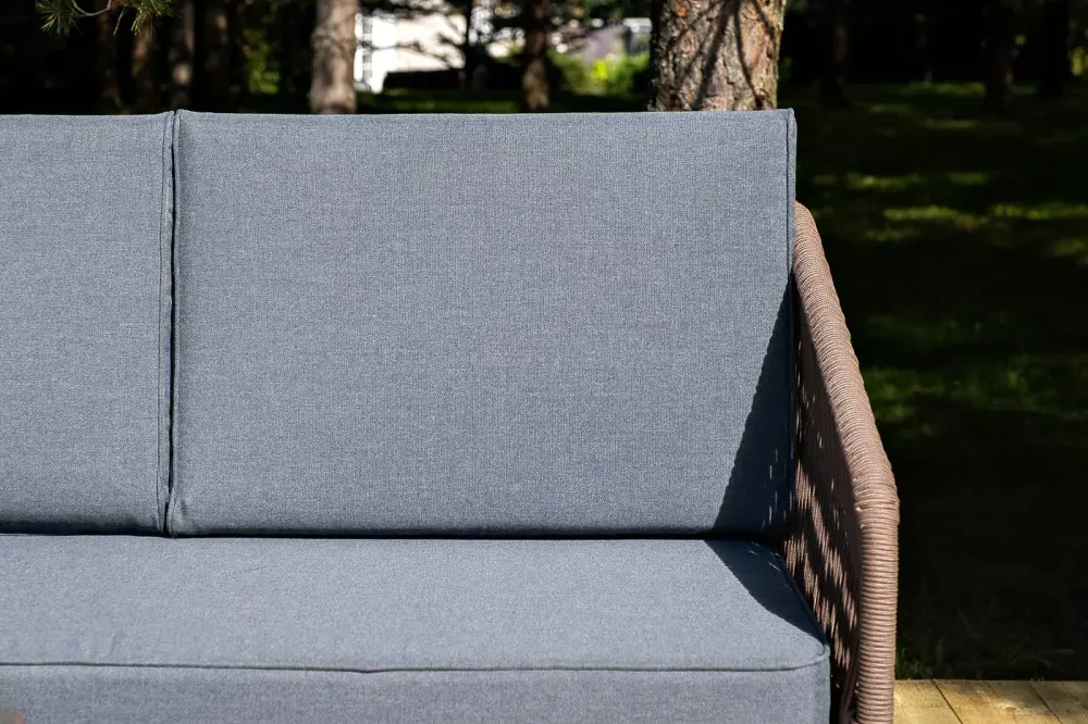 "Канны" лаунж-зона 4-местная из роупа со столиком "Канны" (серый гранит), основание дуб, роуп коричневый