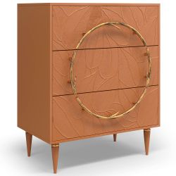 Комод Арт Колор leaves Классик Голд с 3 ящиками Томленый оранжевый
