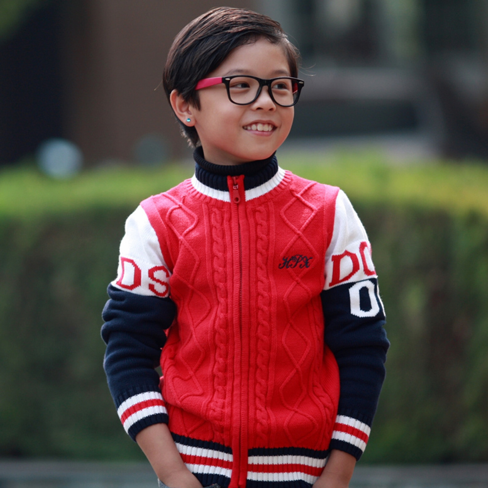 Кофта детская рельефной вязки многоцветная на молнии