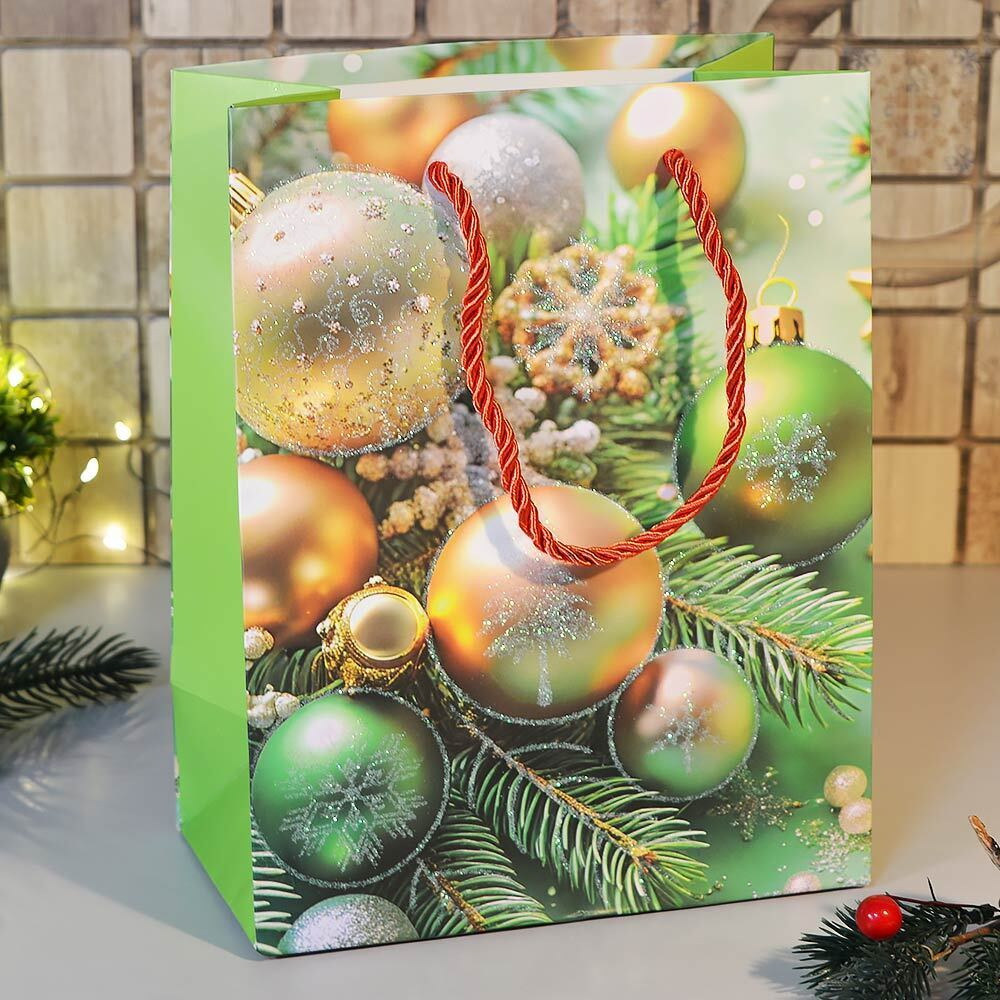 Пакет бумажный 18*23*10см с ручками "Новый год" (микс 419)