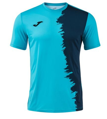 Мужская теннисная футболка Joma Picasho Short Sleeve - fluor turquoise/dark navy